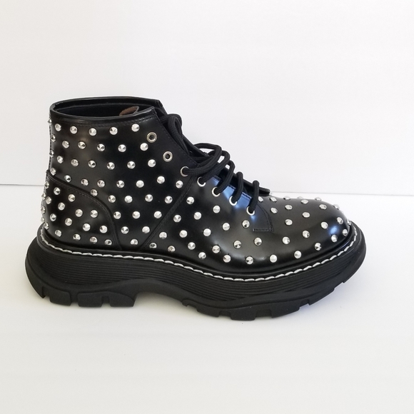 Alexander McQueen Studded Leather Boots Size 38 Black - Picture 4 of 9